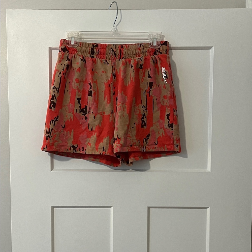 Gymshark Pink and Tan Drawstring Sweat Shorts